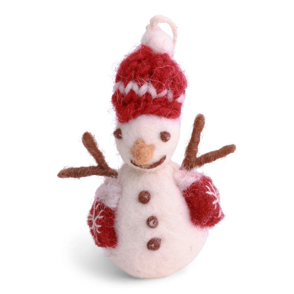 Filz Schneemann mit Handschuhen