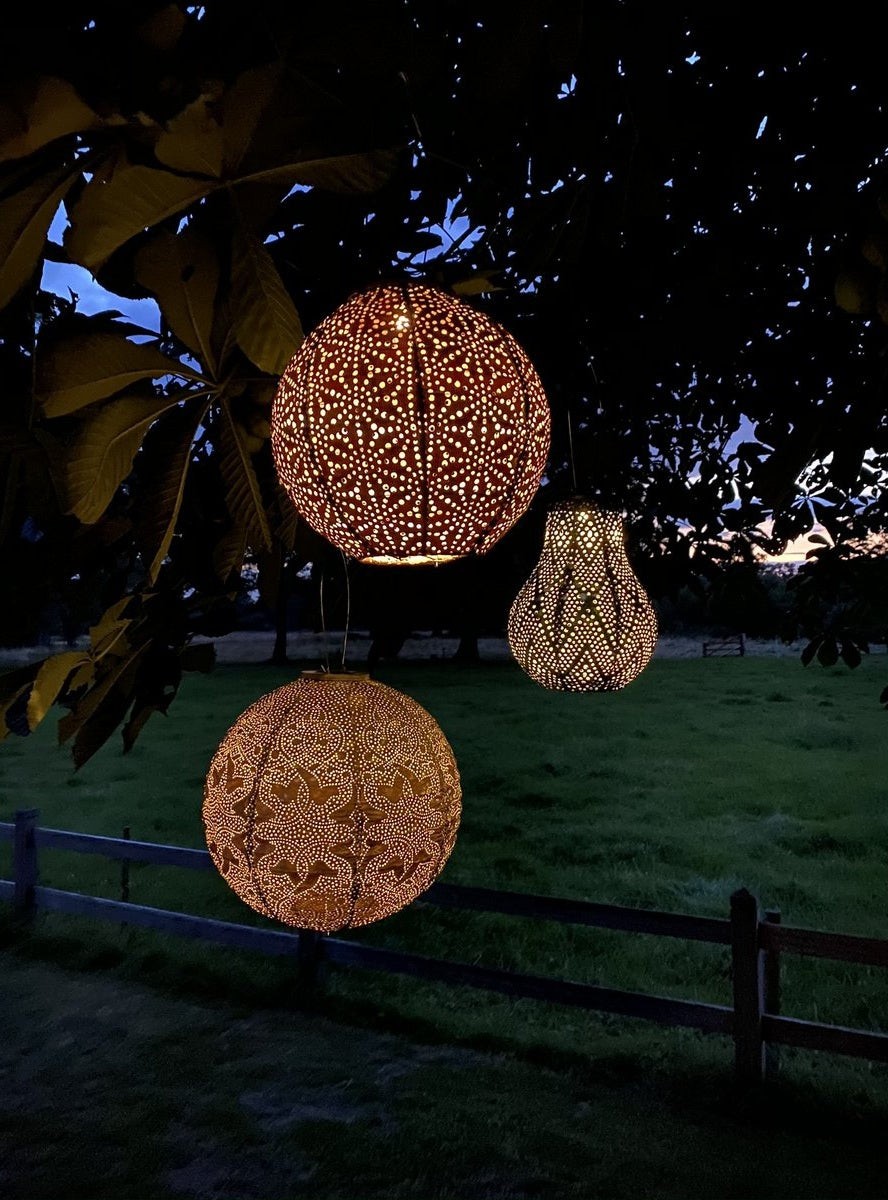 Solar Lampion Folia rund graublau