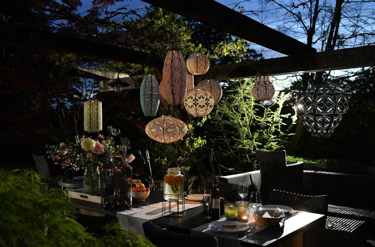 Solar Lampion Topaze Zylinder klein graublau