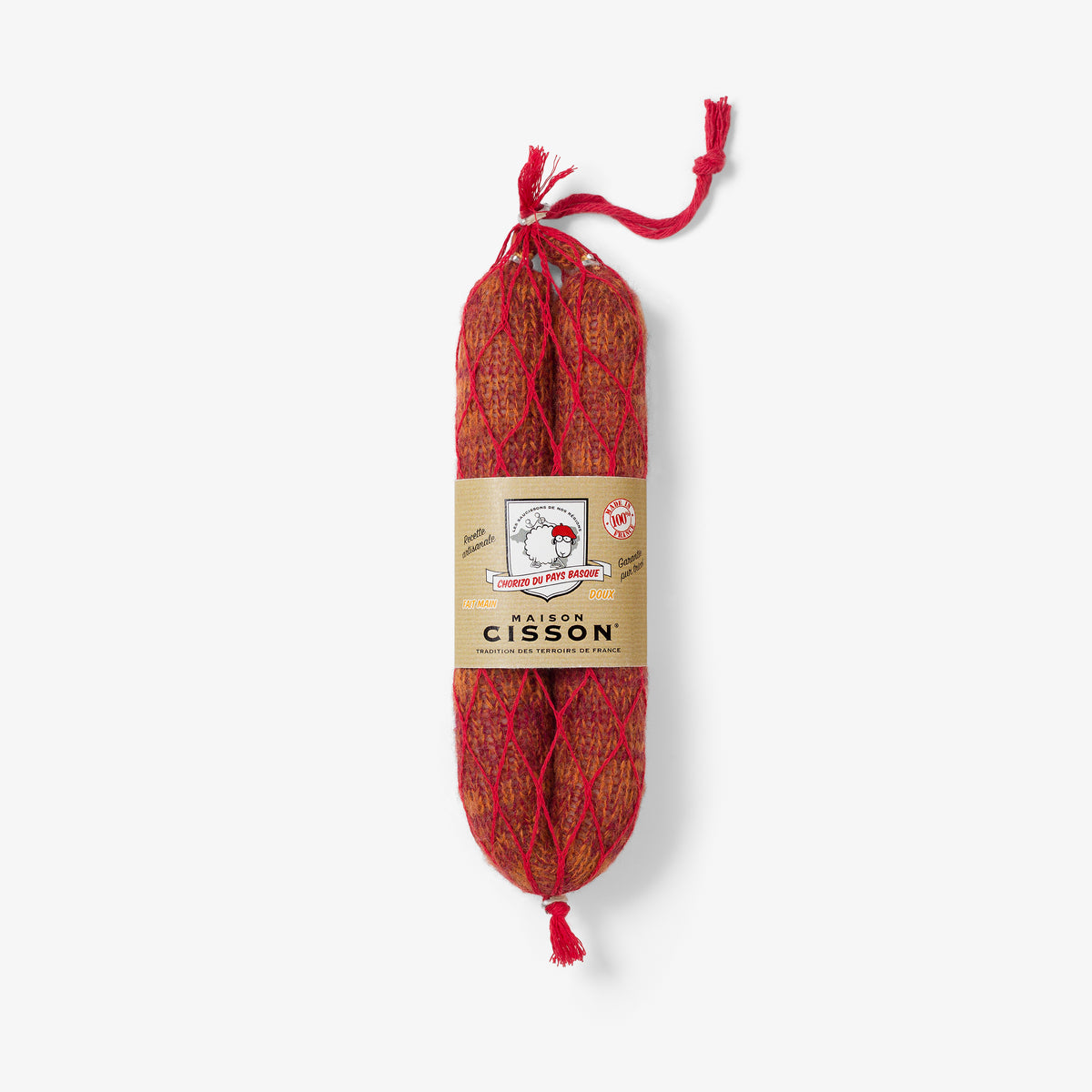 Wurst gestrickt "Le chorizo doux du pays basque"