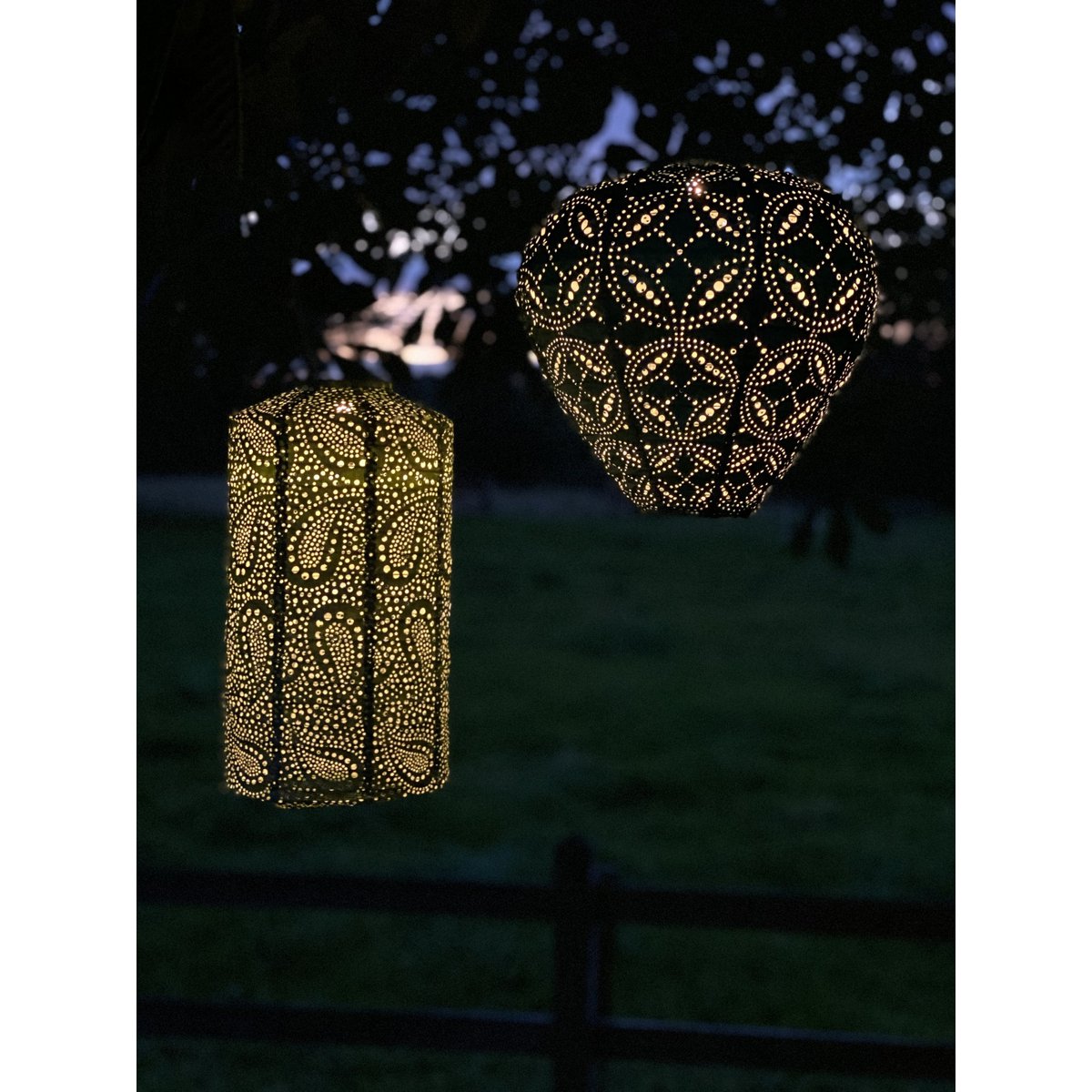 Solar Lampion Paisley Zylinder klein rosa